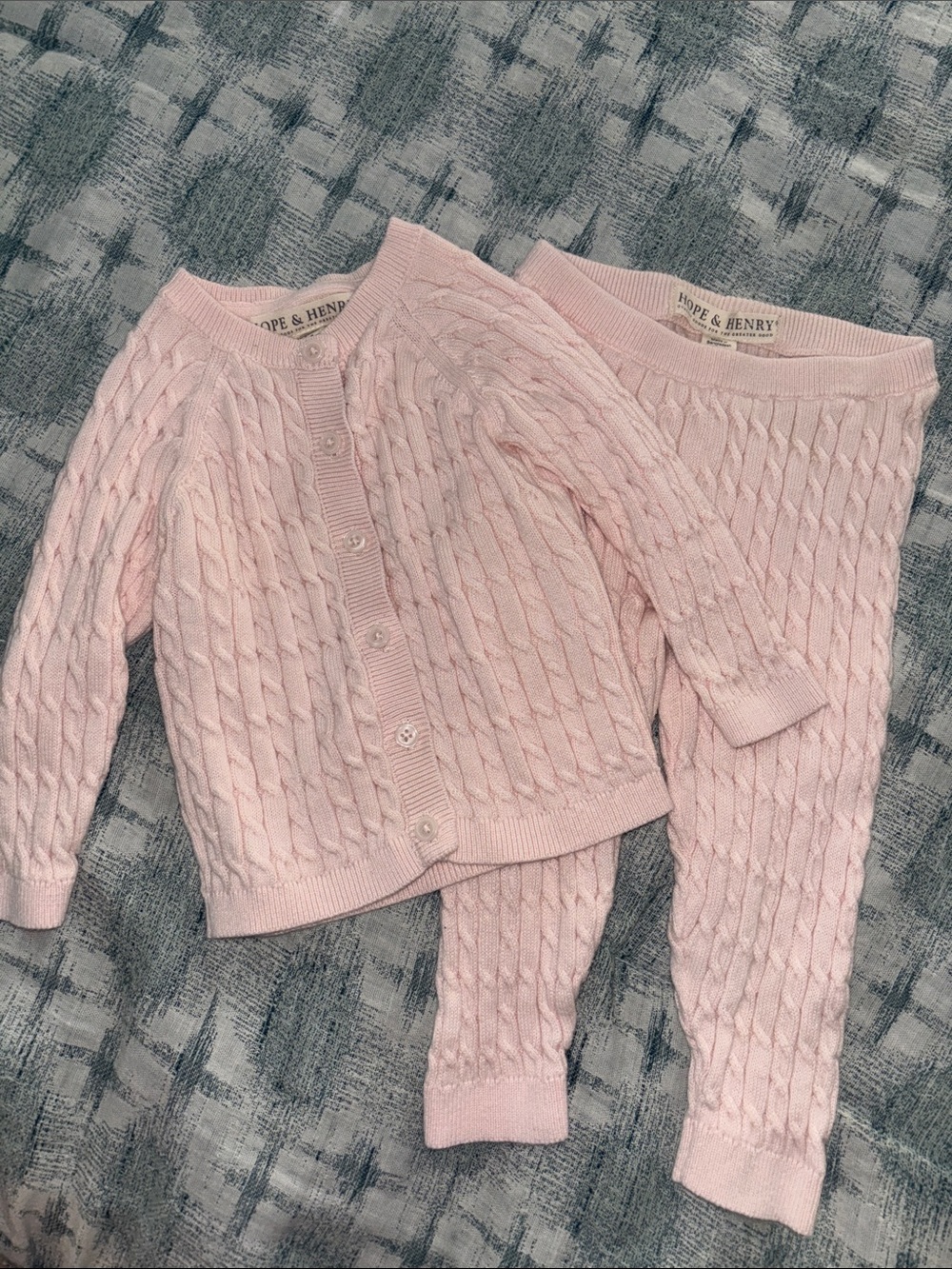 Hope & Henry baby girl cable knit set
